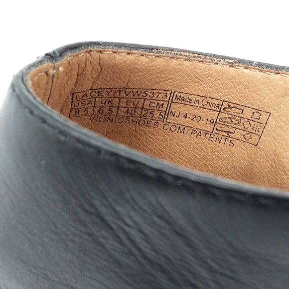 Vionic Lacey Block Heel Shoes Size 8.5 Leather Black Round Toe Orthotic Insole - Picture 15 of 15